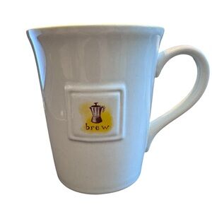 Starbucks 2006 "Brew" Coffee Cup Mug White with Yellow Interior